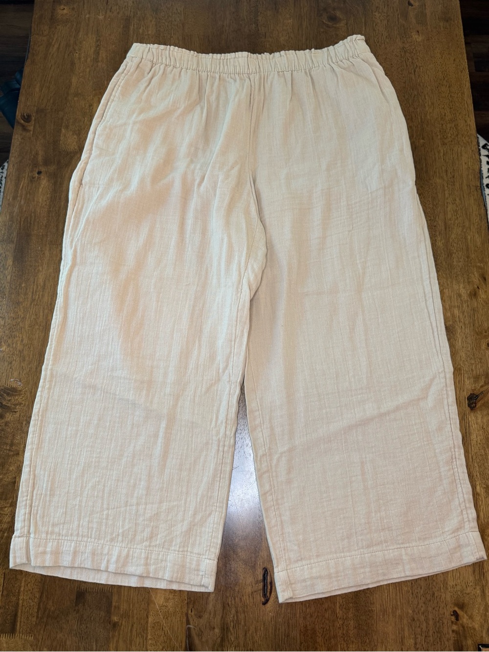 Old Navy Comfort Waistband High Waisted Wide Leg Crinkle Gauze Pants Tan XL